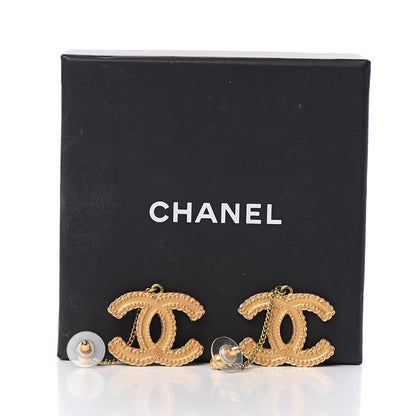 Chanel CC Drop Earrings Matte Gold 7 of 7