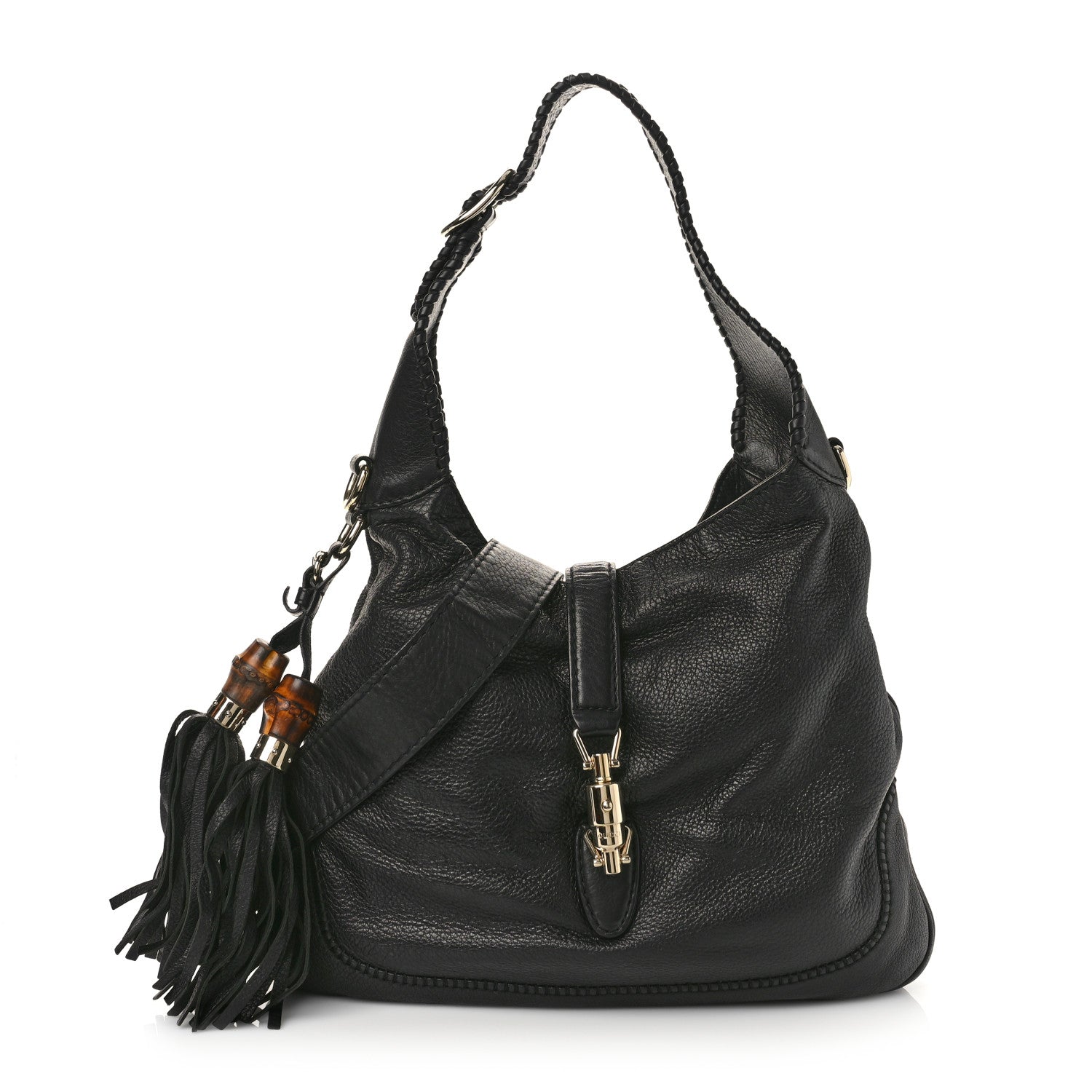 Gucci Pebbled Calfskin Medium New Jackie Shoulder Bag Black 1 of 9