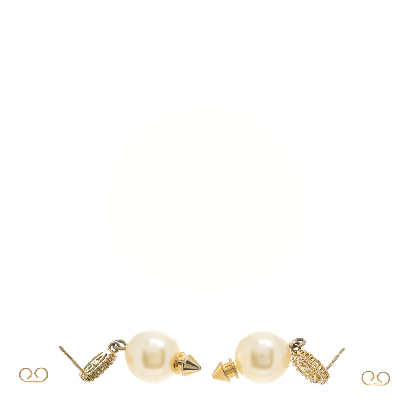 Metal Crystal Pearl Interlocking G Earrings Shiny Gold