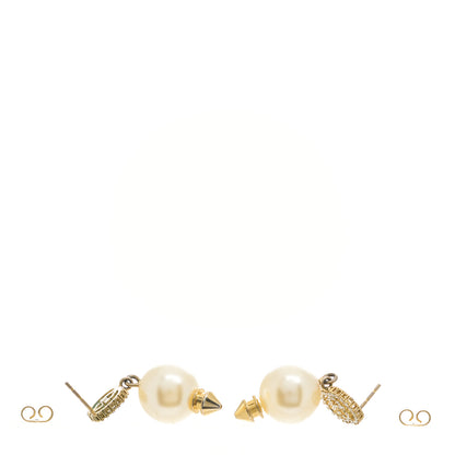 Gucci Metal Crystal Pearl Interlocking G Earrings Shiny Gold 3 of 4