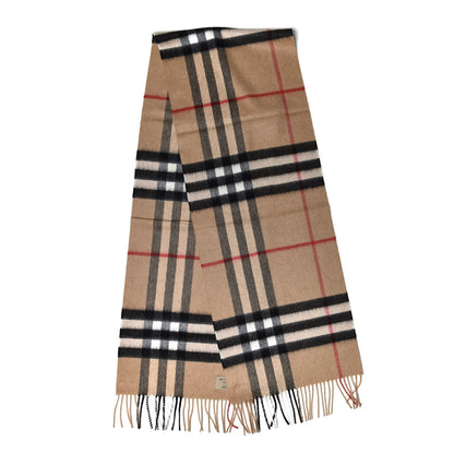 Burberry Cashmere Giant Check Fringe Scarf Camel 3 of 5