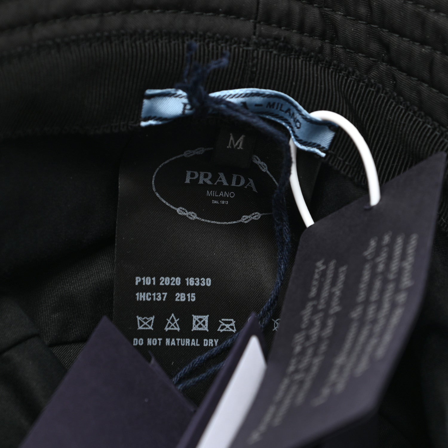 Prada Re-Nylon Metal Triangle Logo Womens Bucket Hat M Black 8 of 8