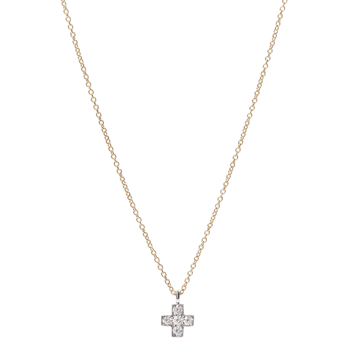 Tiffany 18K Yellow Gold Platinum Diamond Cruciform Cross Pendant Necklace 1 of 5