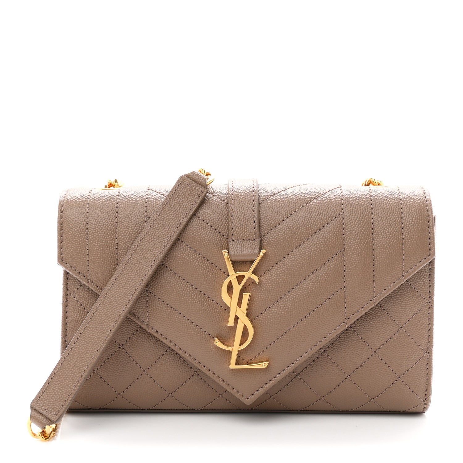 Saint Laurent Grain De Poudre Textured Mixed Matelasse Triquilt Small Monogram Satchel Taupe 1 of 10