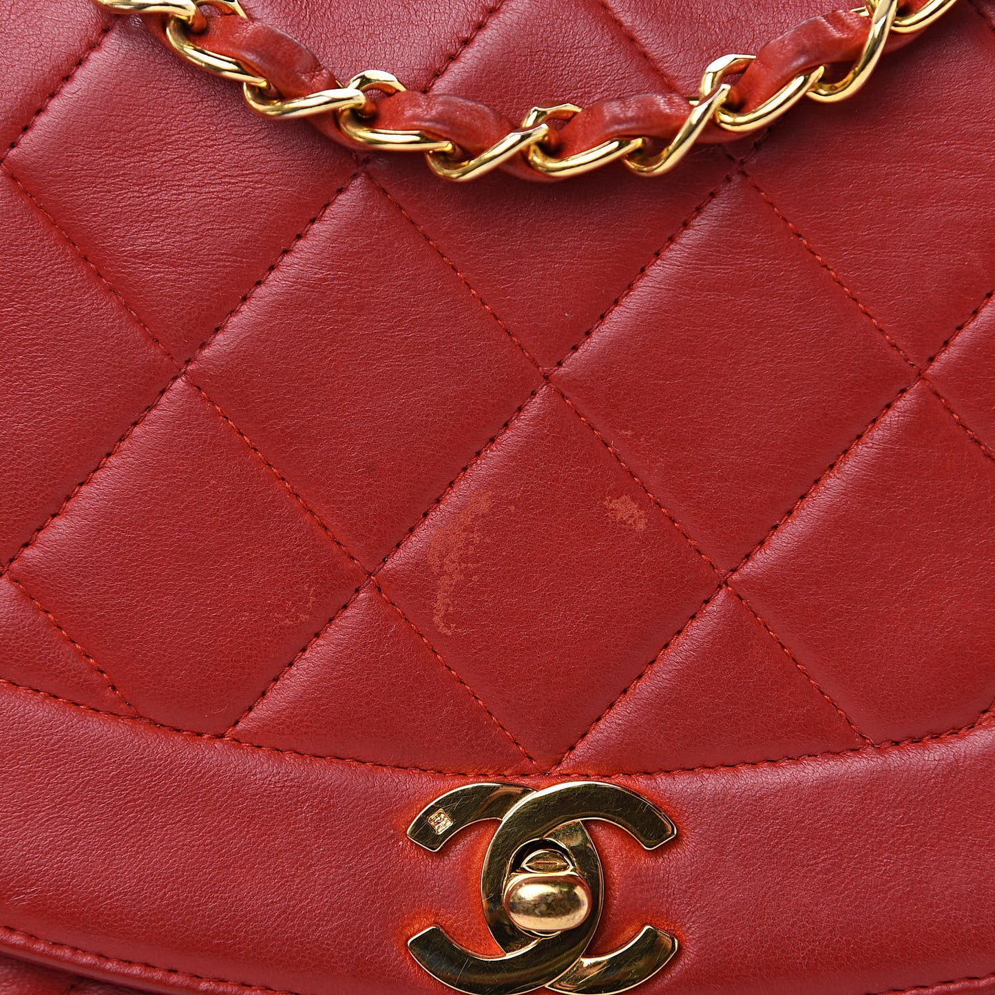 Lambskin Quilted Small Single Flap Red