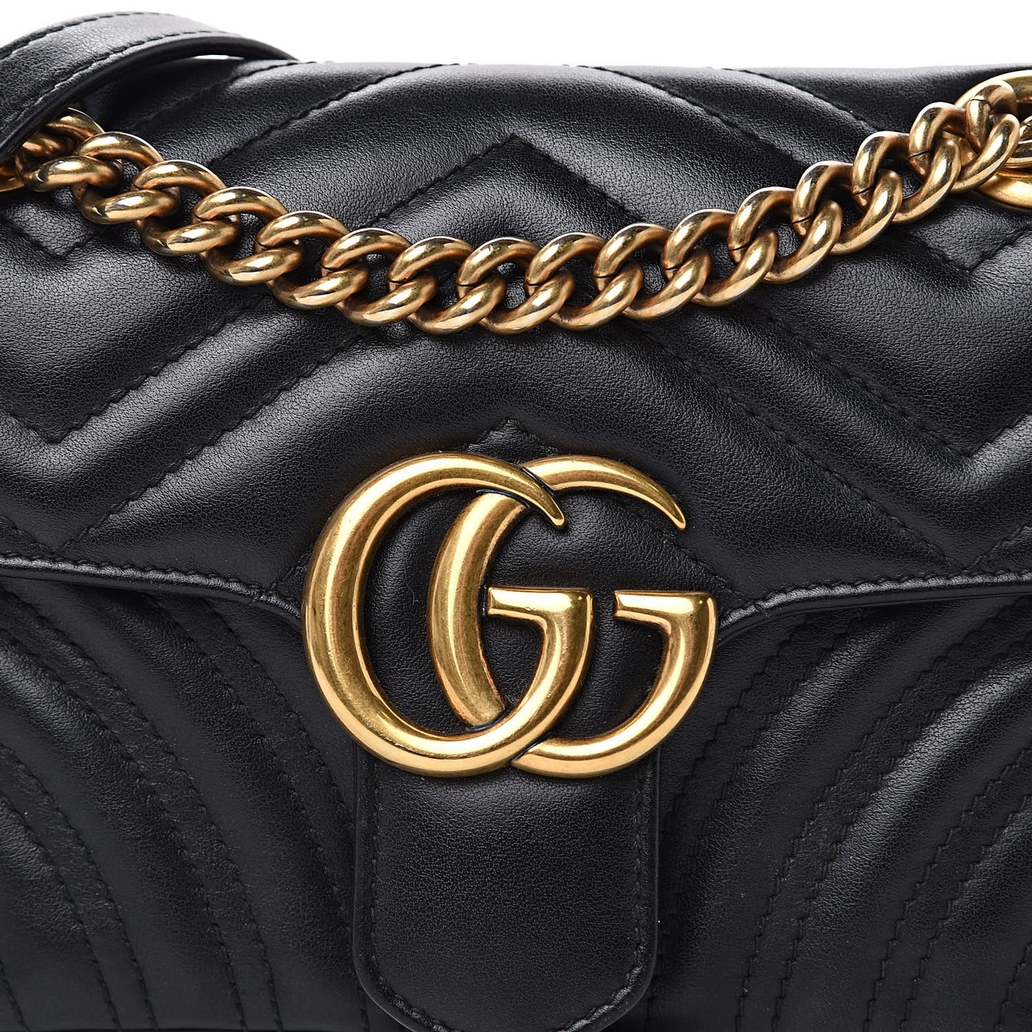 Calfskin Matelasse Mini GG Marmont Shoulder Bag Black