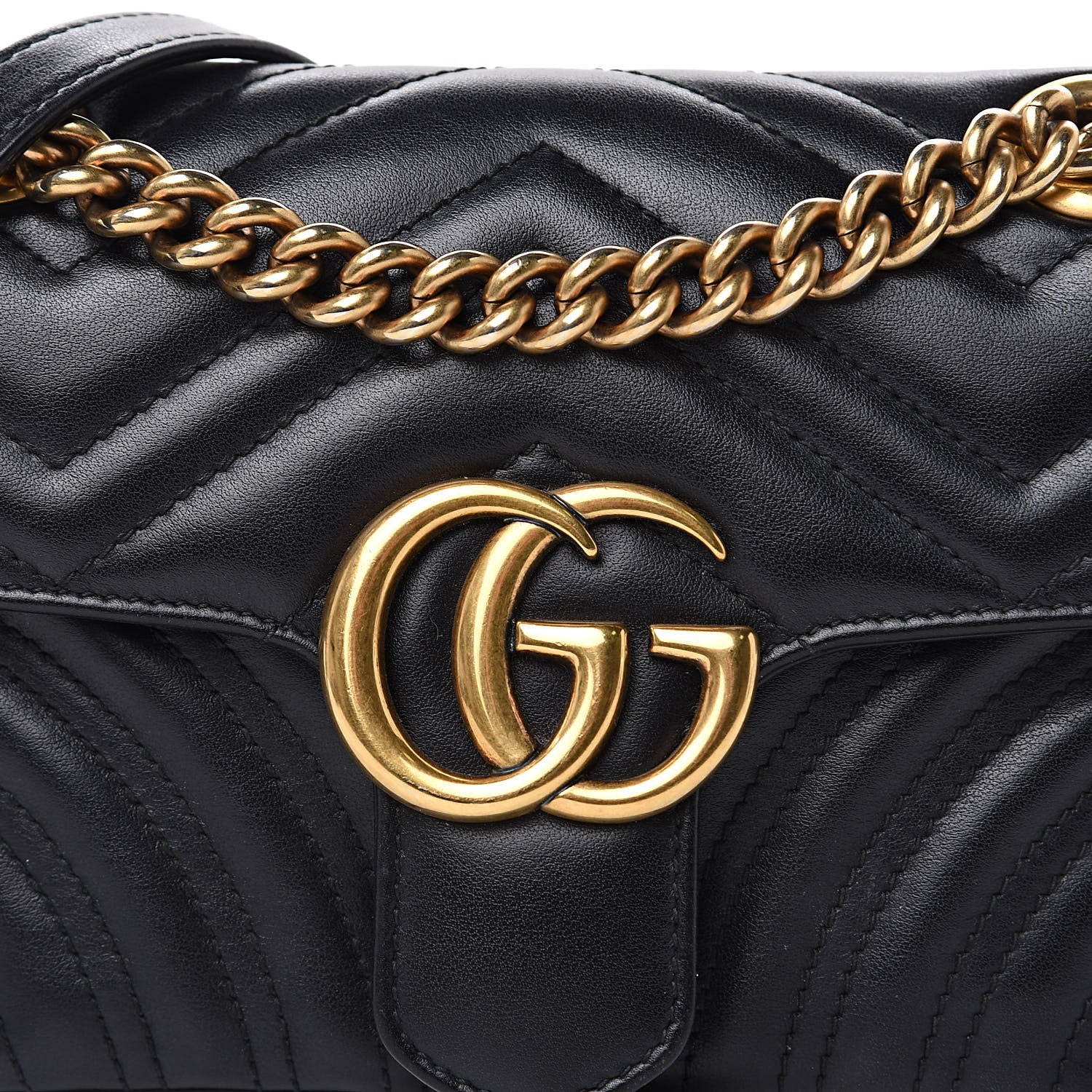 Gucci Calfskin Matelasse Mini GG Marmont Shoulder Bag Black 11 of 11
