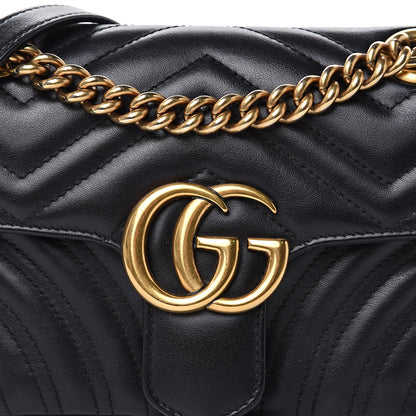 Gucci Calfskin Matelasse Mini GG Marmont Shoulder Bag Black 11 of 11