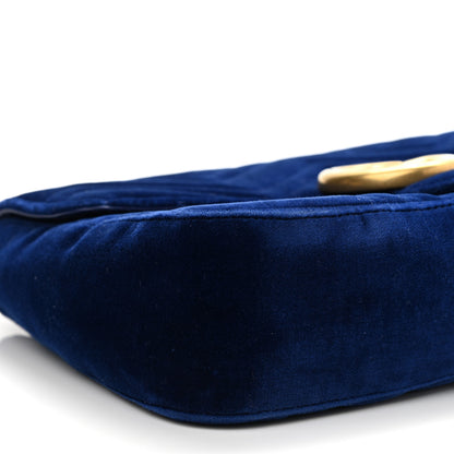 Gucci Velvet Matelasse Medium GG Marmont Shoulder Bag Cobalt Blue 11 of 14
