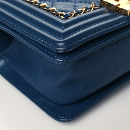 Chanel Aged Calfskin Quilted Small Jacket Boy Flap Navy 9 of 11