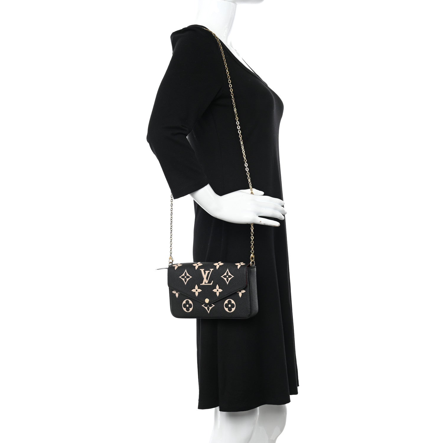 Louis Vuitton Empreinte Monogram Giant Felicie Pochette Black Beige 2 of 10