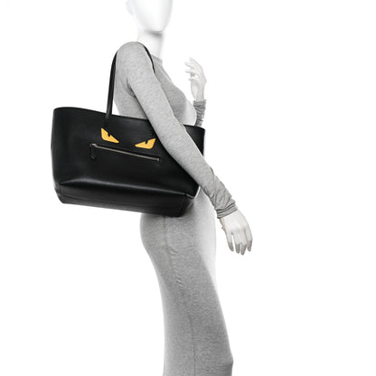 Fendi Vitello Elite Cuoio Monster Buggies Medium Roll Tote Black Multicolor Blue Cobalto 2 of 11