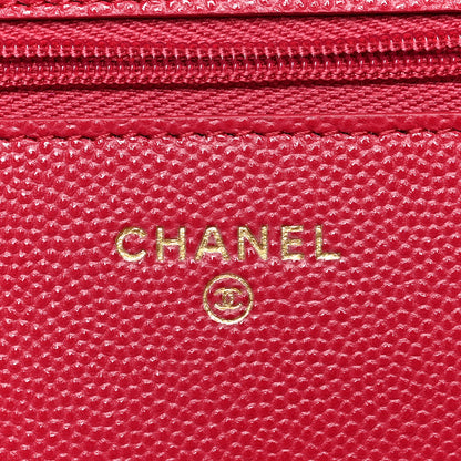 Chanel Caviar Quilted Wallet On Chain WOC Dark Pink 6 of 10