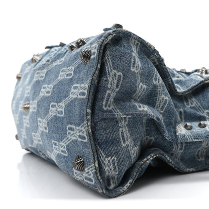 Balenciaga Denim BB Monogram Neo Cagole City Handbag Blue 11 of 11
