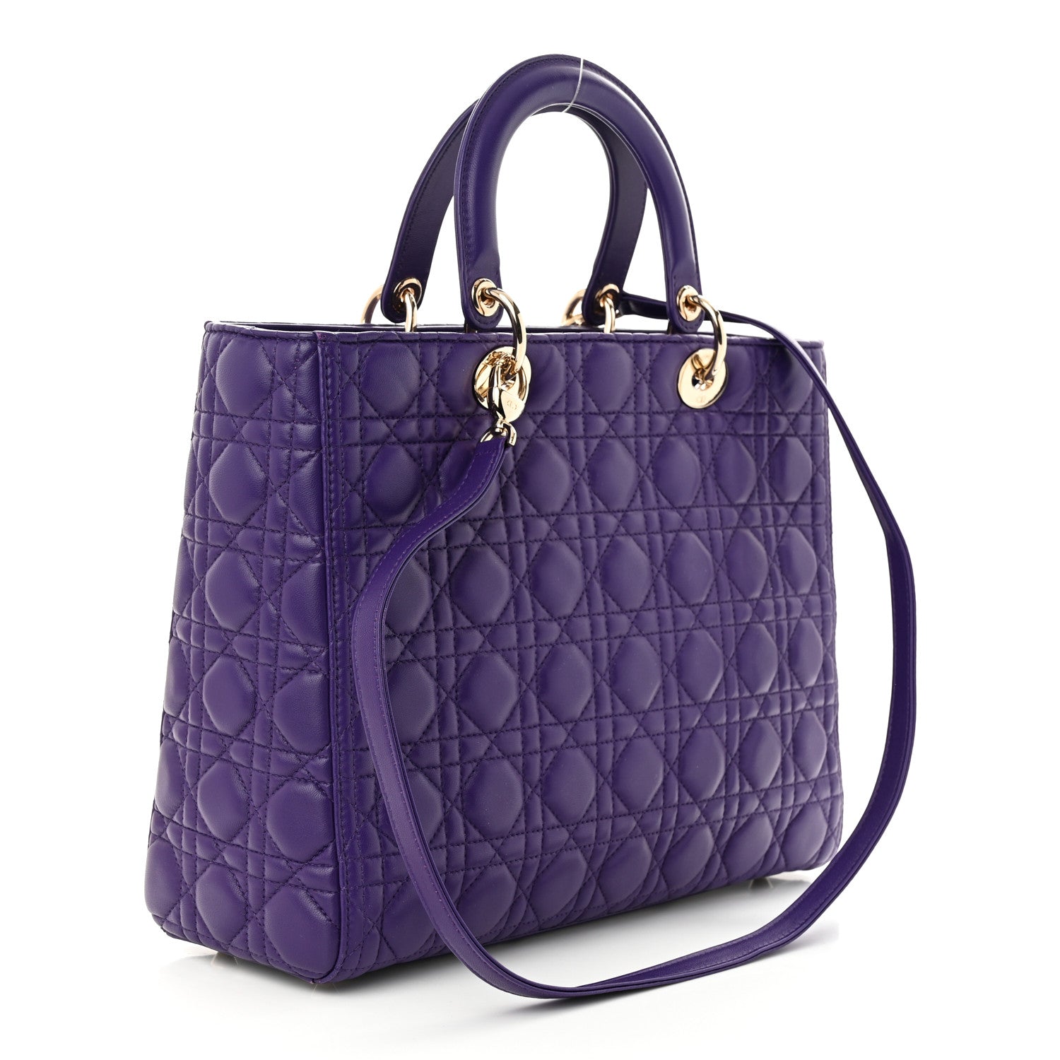 Christian Dior Lambskin Cannage Large Lady Dior Purple 3 of 11