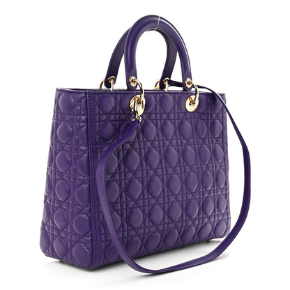 Christian Dior Lambskin Cannage Large Lady Dior Purple 3 of 11