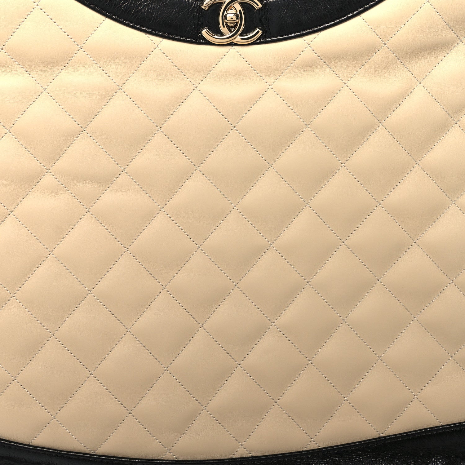 Chanel Aged Calfskin Quilted XL 31 Shopping Bag Beige Black 8 of 10