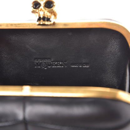 Alexander McQueen Lambskin Pleated Skull Box Clutch Black 6 of 8