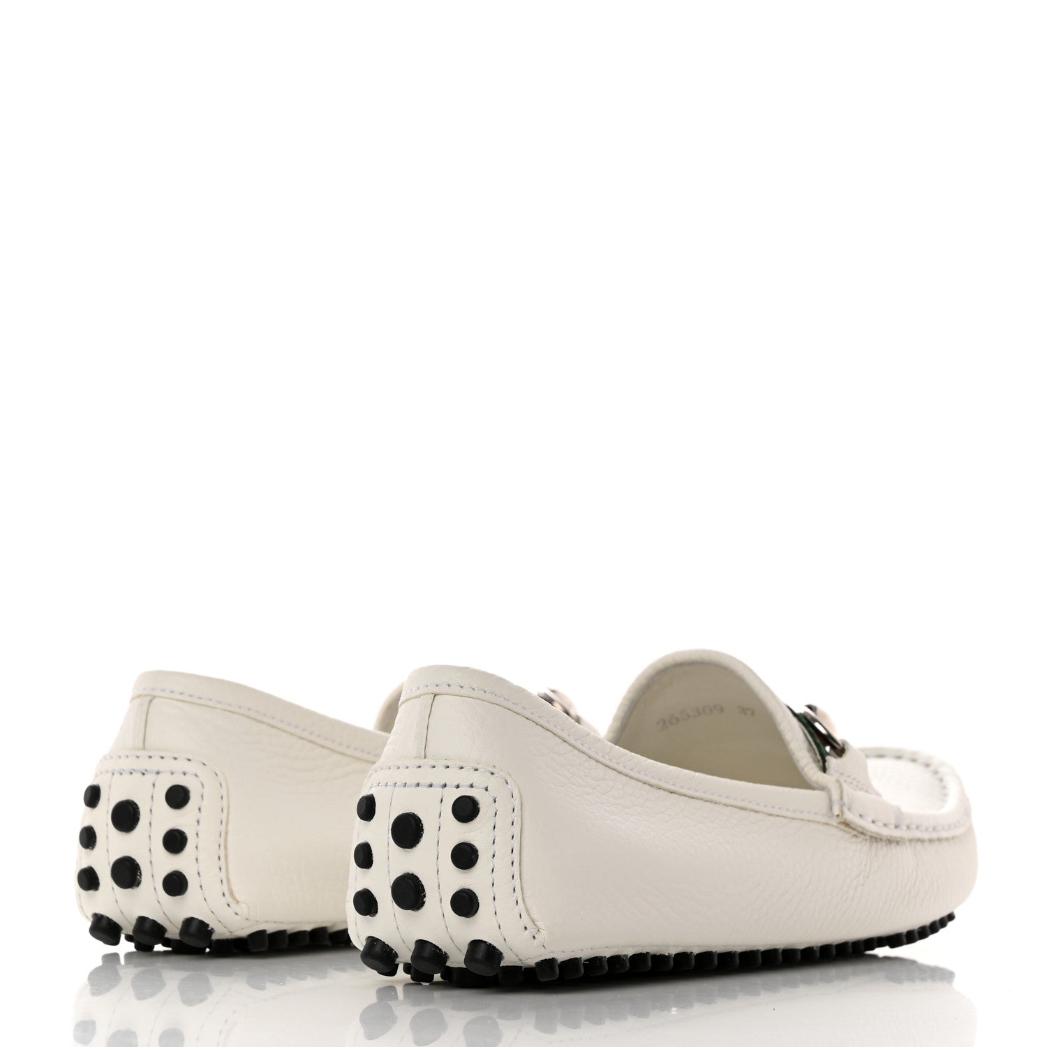 Gucci Road Calfskin Web Womens Horsebit Driver Loafers 37 Great White 4 of 9