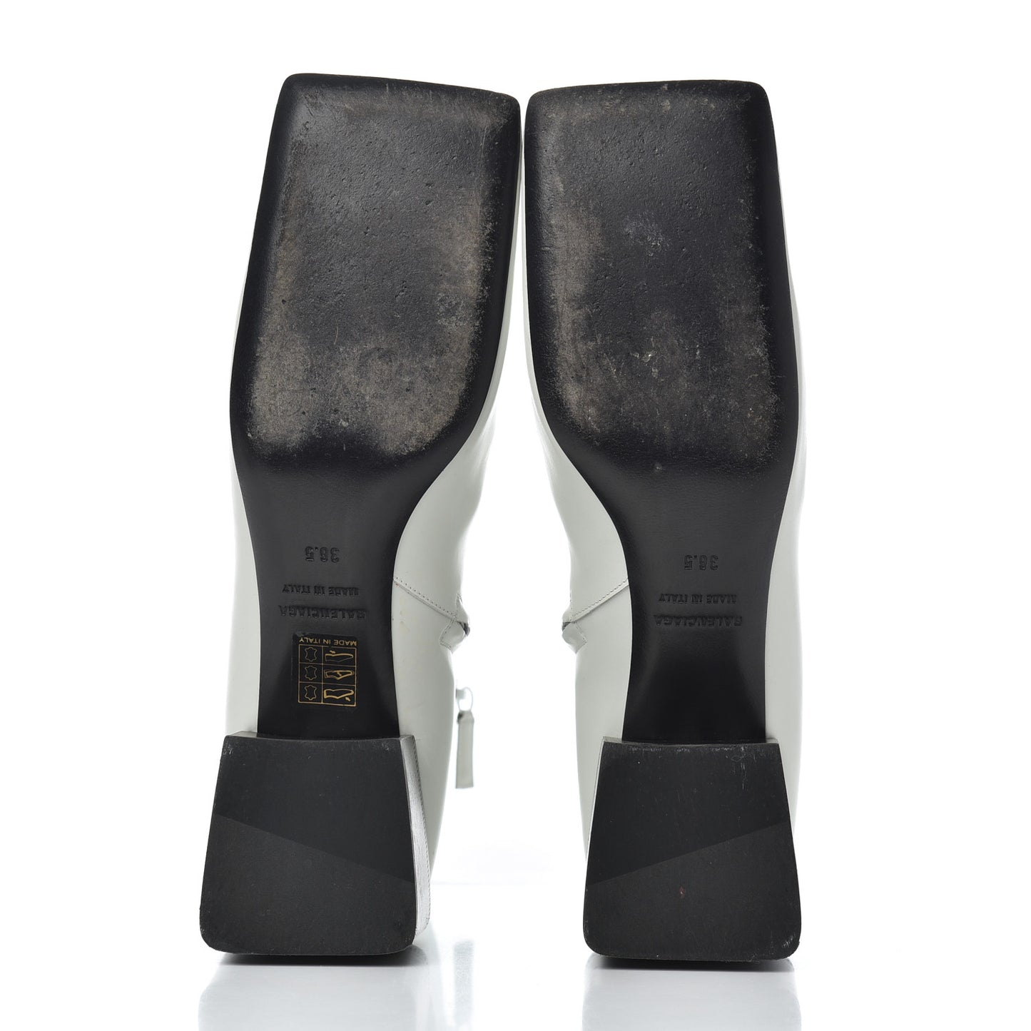 Calfskin Varenne BB Double Square Booties 36.5 White Gold