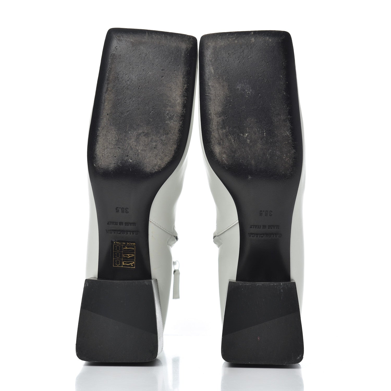 Balenciaga Calfskin Varenne BB Double Square Booties 36.5 White Gold 5 of 21