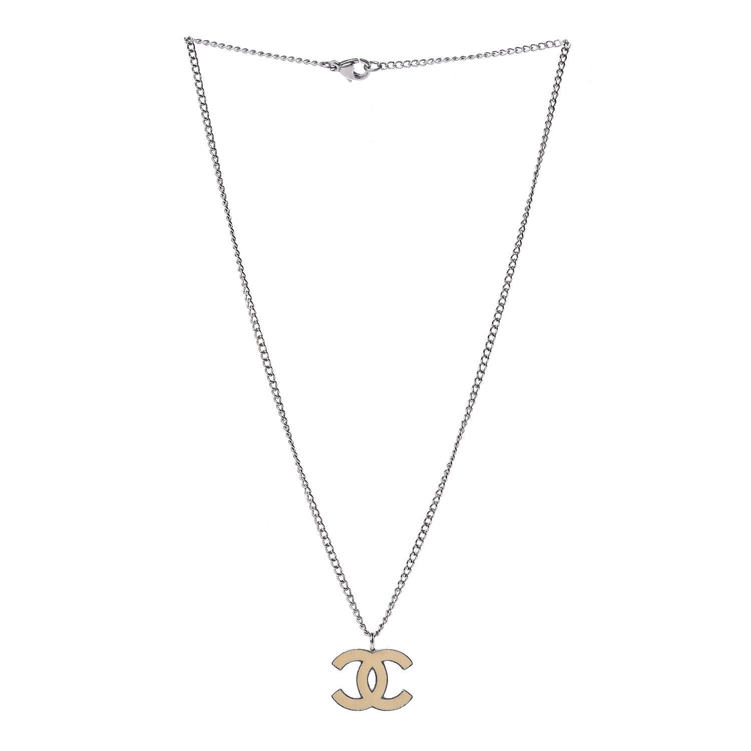 Chanel Enamel CC Pendant Necklace Beige 3 of 6