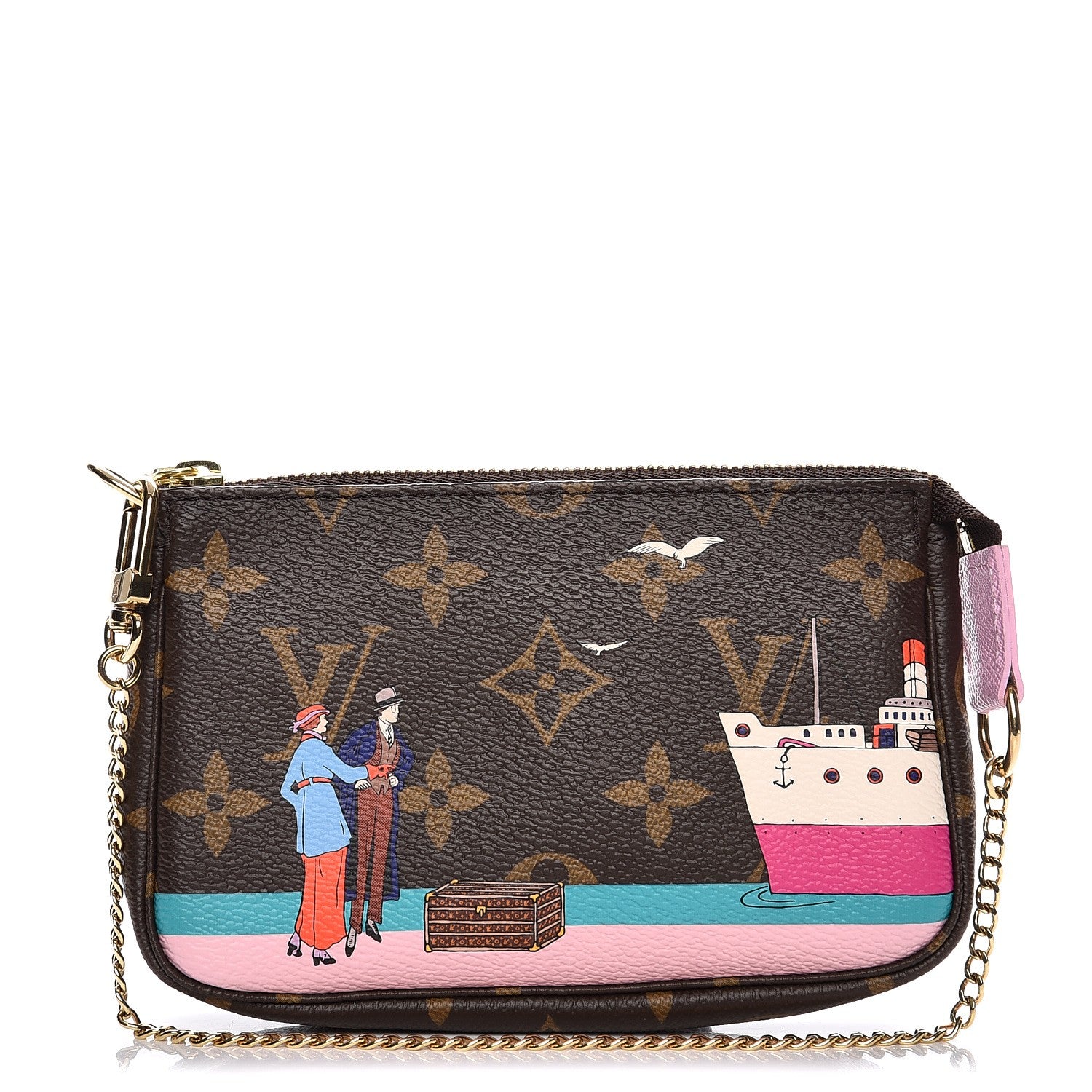Louis Vuitton Monogram 2016 Christmas Animation Mini Pochette Accessories Rose Ballerine 1 of 8