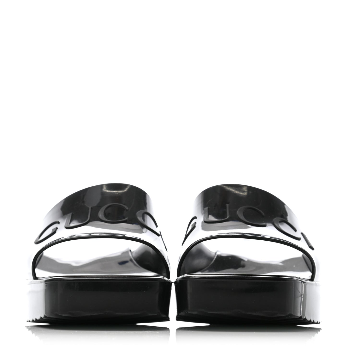 Rubber Gucci Logo Womens Platform 20/60mm Slide Sandals 38 Black
