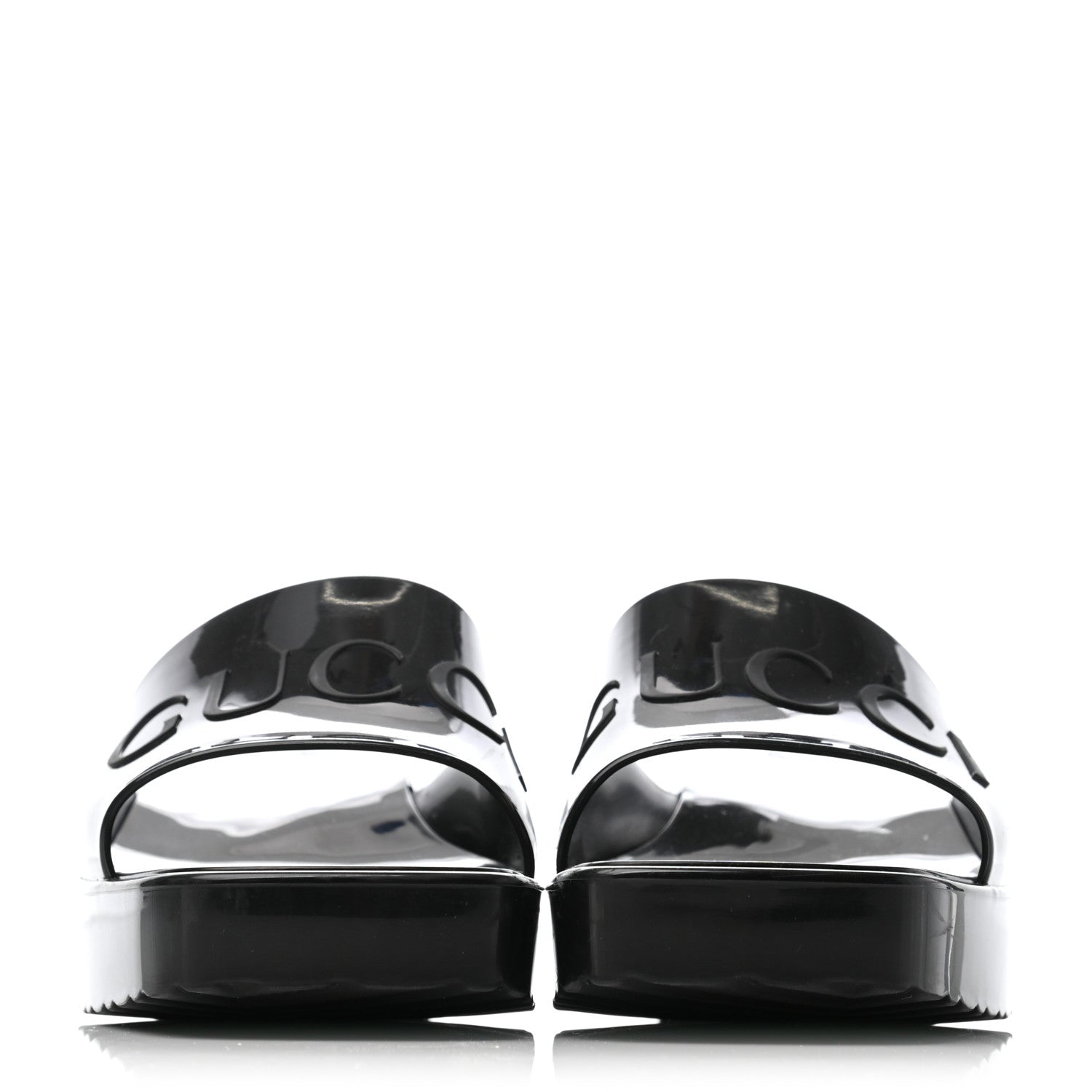 Gucci Rubber Gucci Logo Womens Platform 20/60mm Slide Sandals 38 Black 2 of 6
