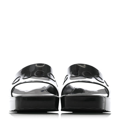 Gucci Rubber Gucci Logo Womens Platform 20/60mm Slide Sandals 38 Black 2 of 6