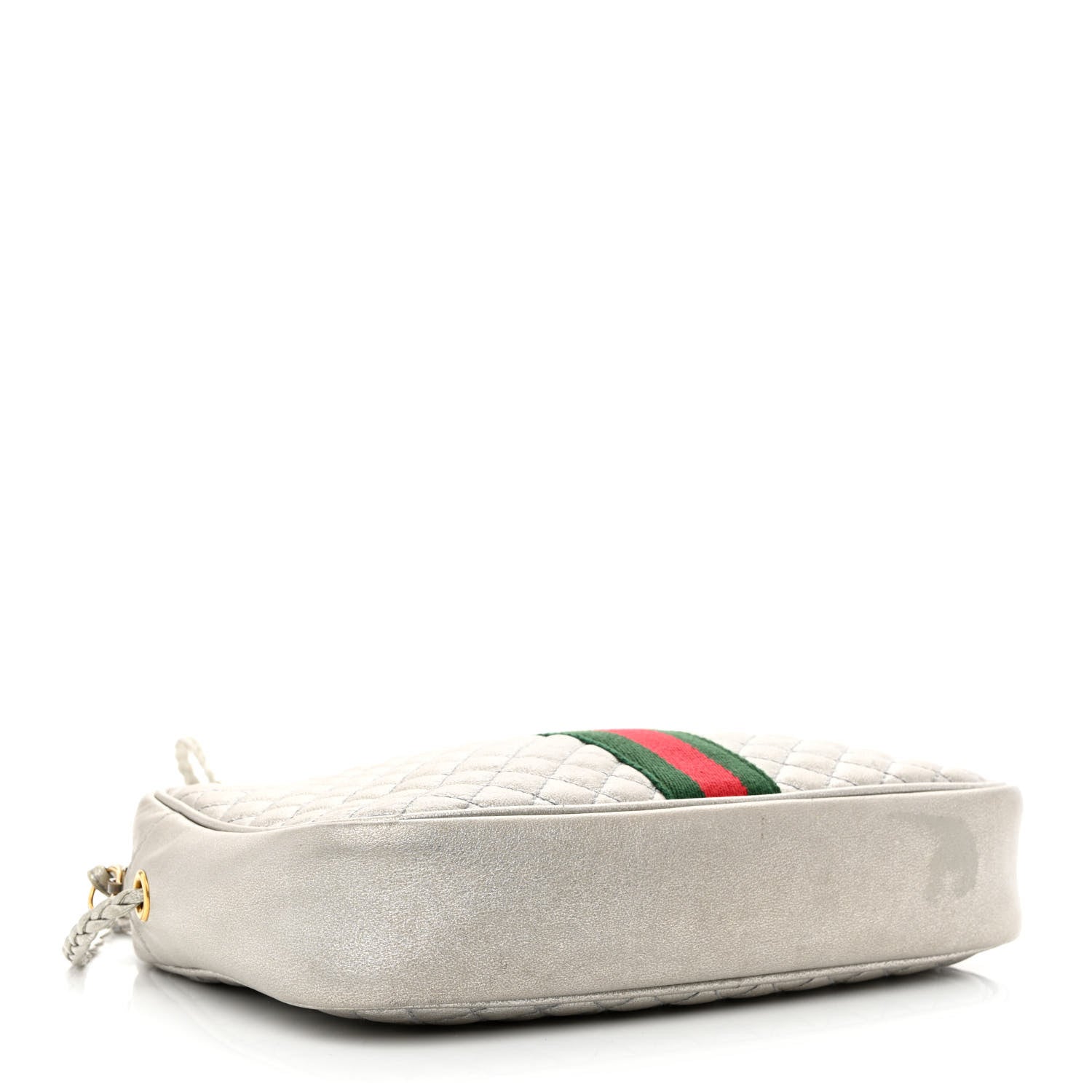 Gucci Laminated Nappa Web Trapuntata Small GG Shoulder Bag Argento 4 of 12