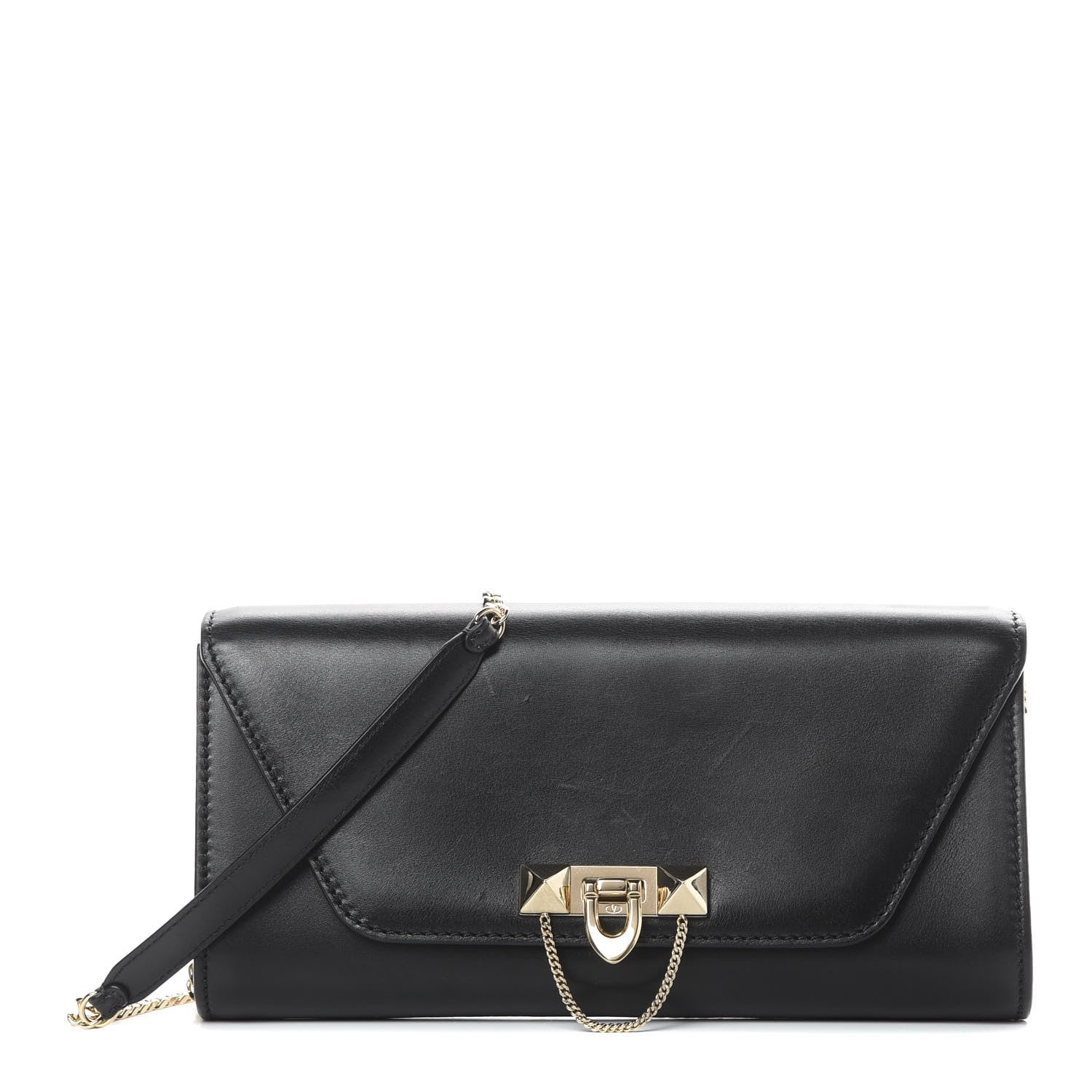Valentino Garavani Vitello Demilune Chain Clutch Black 1 of 17