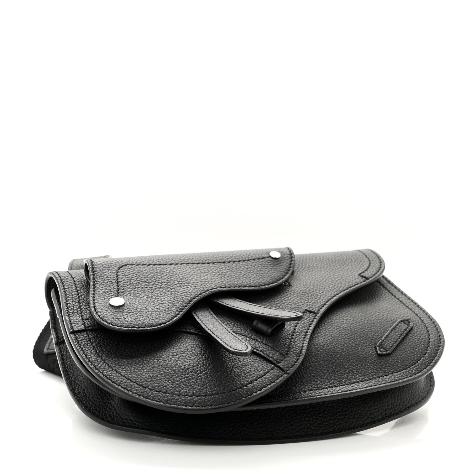 Christian Dior Grained Calfskin Saddle Messenger Bag Black 4 of 9