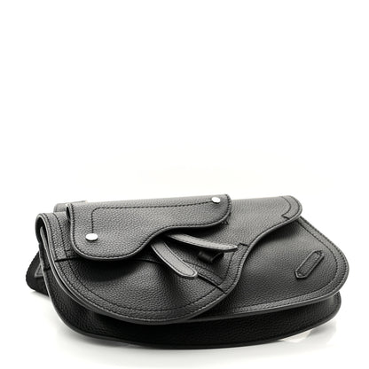 Christian Dior Grained Calfskin Saddle Messenger Bag Black 4 of 9