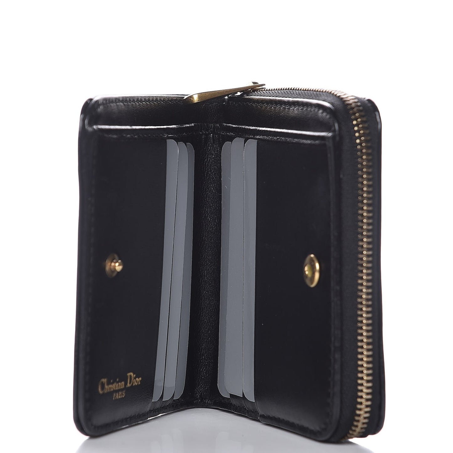 Patent Studded Diorama Small Wallet Black