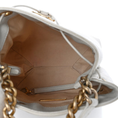 Chanel Grained Calfskin Stitched Small Drawstring Bag White 5 of 16