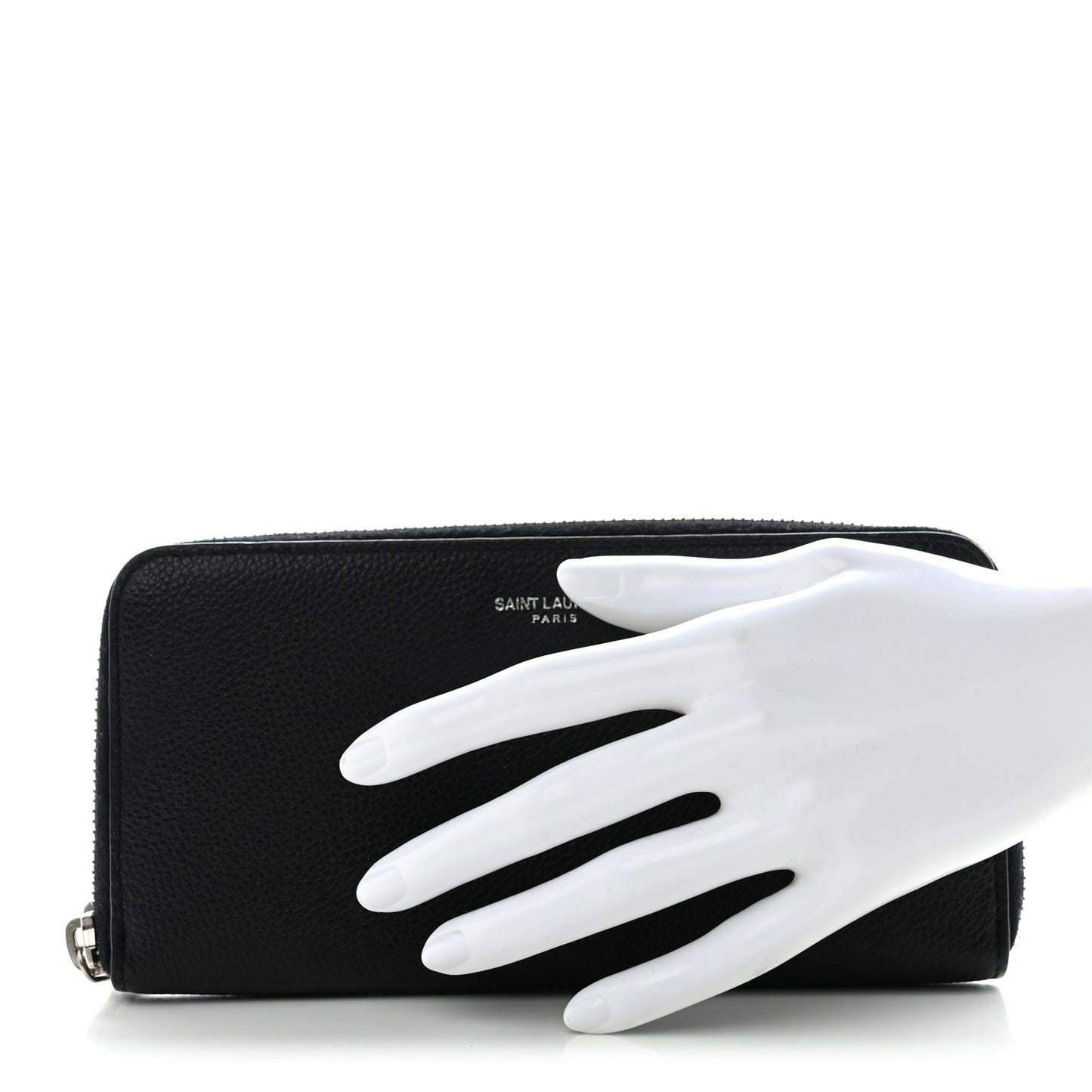Grained Calfskin Rive Gauche Zip Around Wallet Black