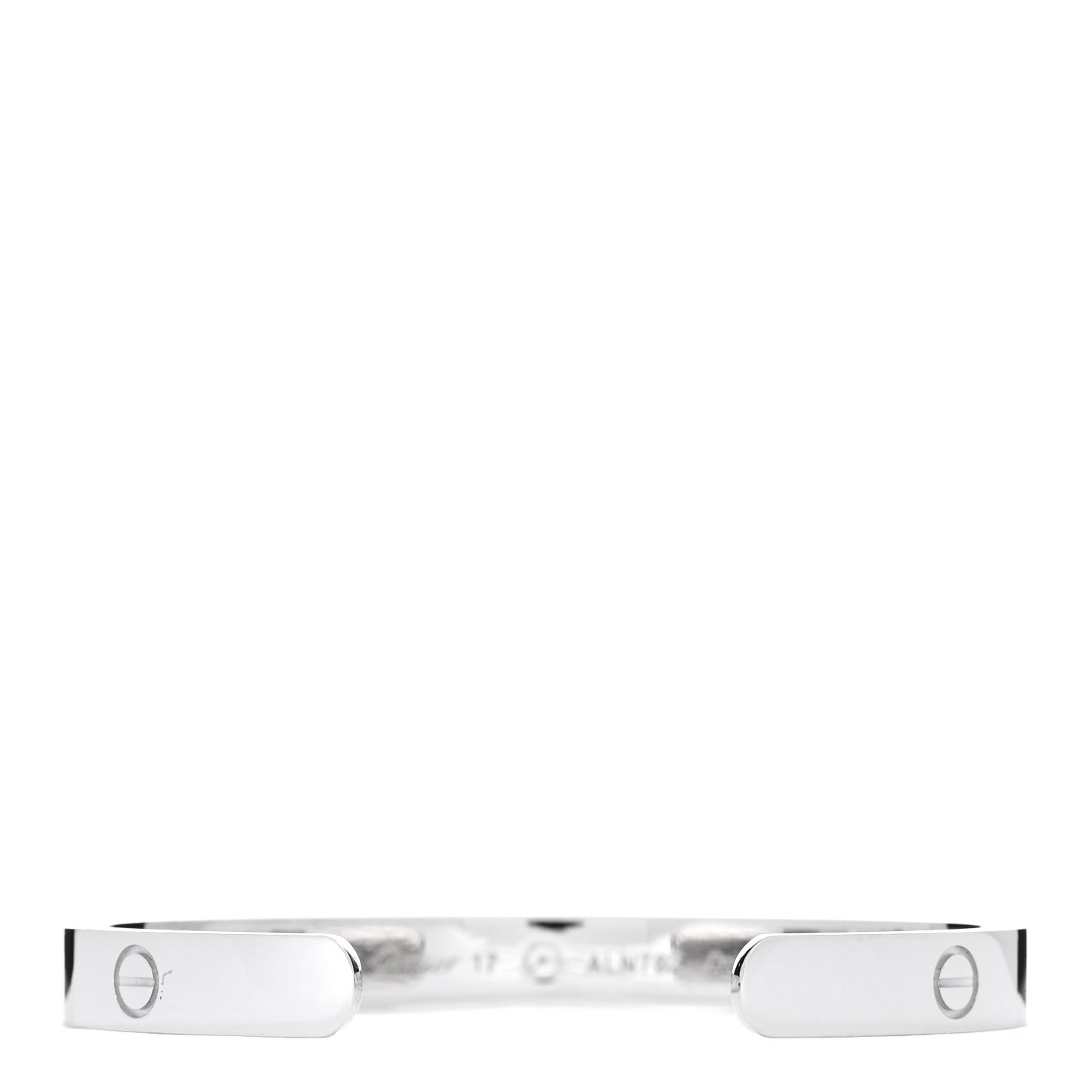 18K White Gold 1 Diamond LOVE Cuff Bracelet 17