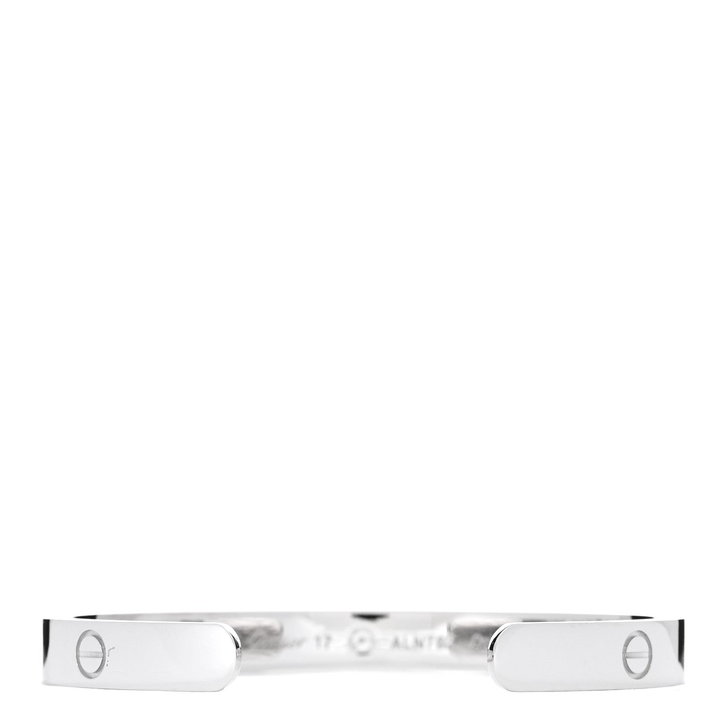Cartier 18K White Gold 1 Diamond LOVE Cuff Bracelet 17 2 of 3