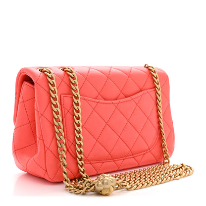 Chanel Lambskin Quilted Mini Rectangular Sweet Camellia Flap Coral 3 of 11
