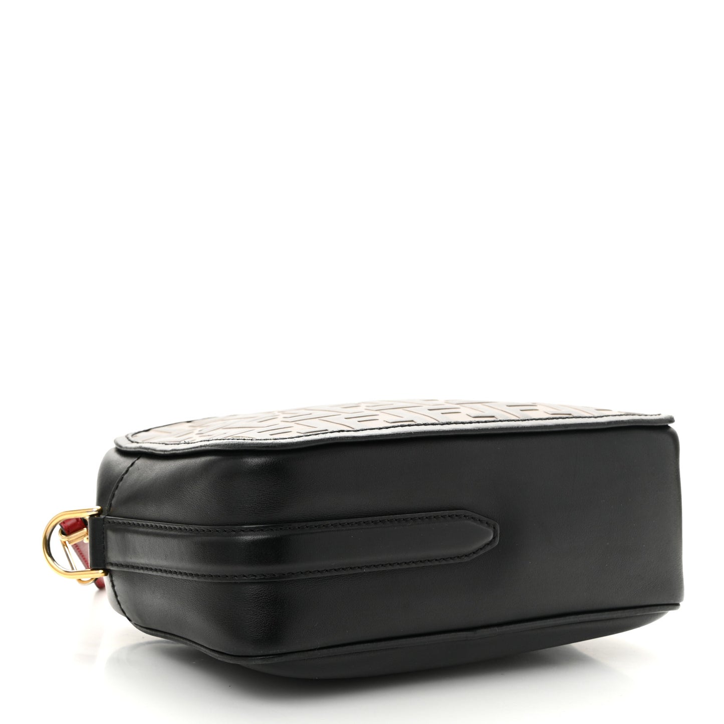 Vitello Century F is Fendi Bi-Color FF 1974 Embossed Camera Case Maya Black