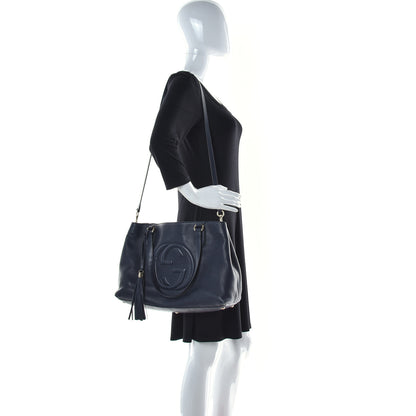 Gucci Cellarius Calfskin Medium Soho Working Tote Blue 2 of 17