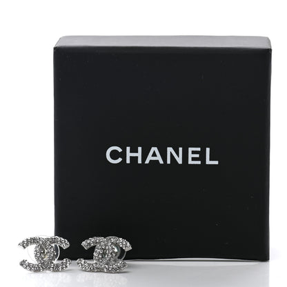 Chanel Crystal CC Earrings Silver 5 of 5