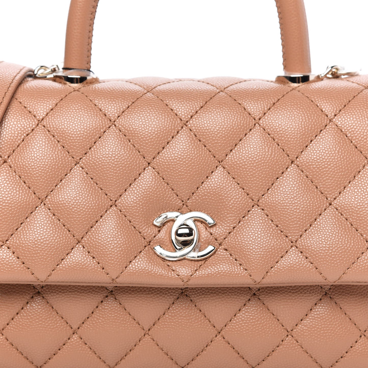 Caviar Quilted Mini Coco Handle Flap Brown