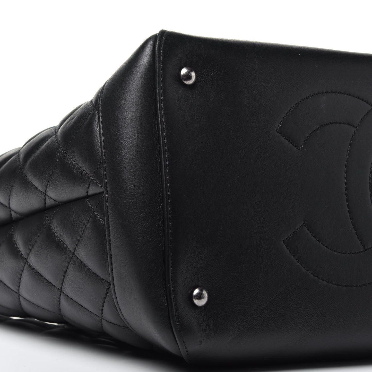 Calfskin Quilted Small Easy Shopping Tote Black
