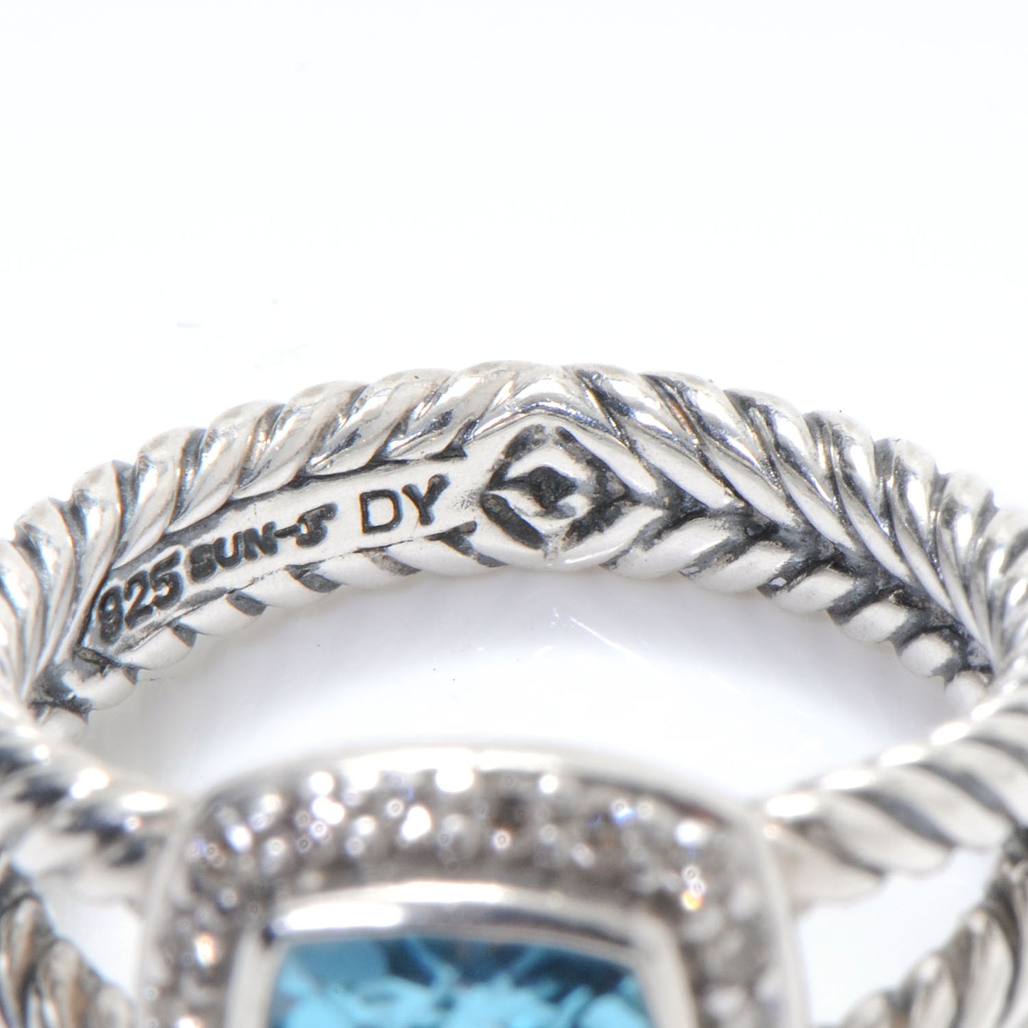 Sterling Silver Diamond Blue Topaz 7mm Petite Albion Ring 53 6.5