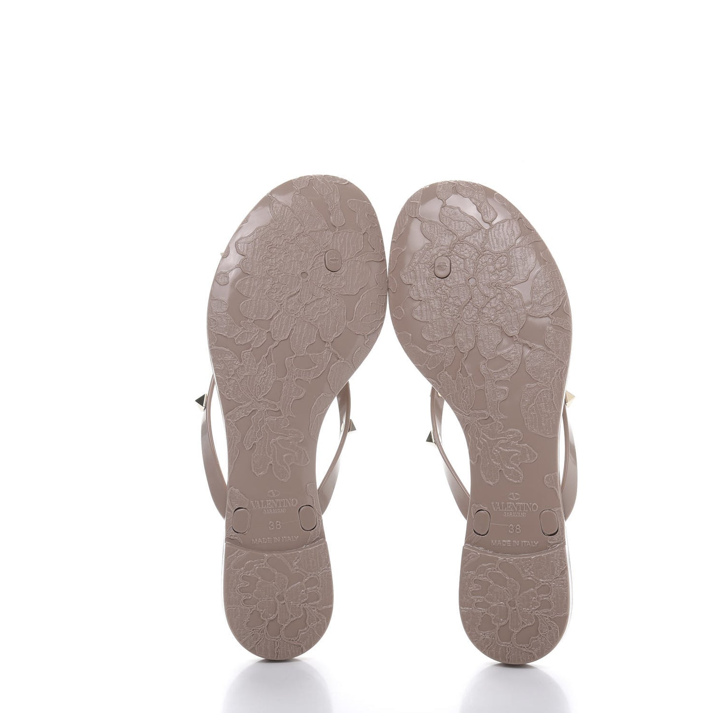 PVC Jelly Rockstud Bow Thong Sandals 38 Poudre