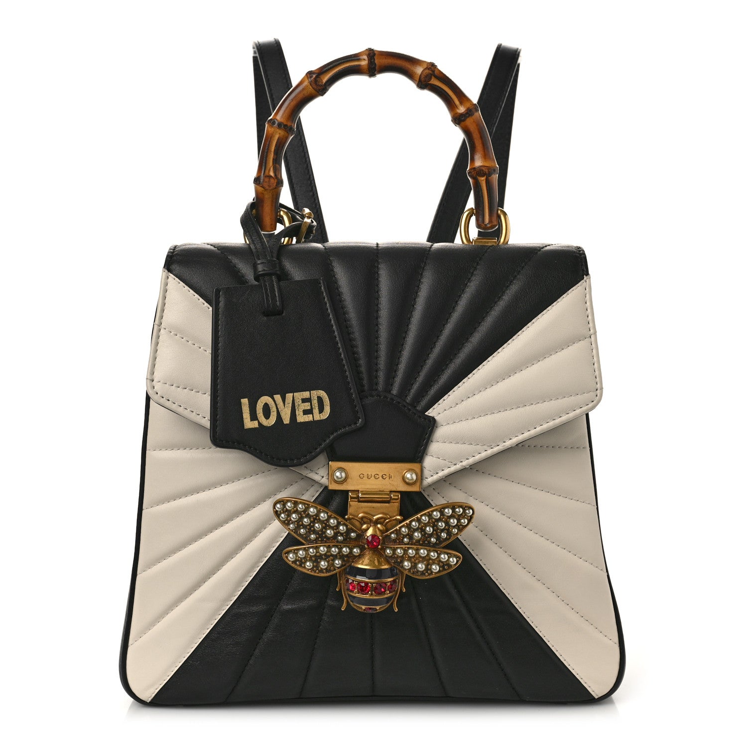 Gucci Calfskin Bamboo Trapuntata Queen Margaret Backpack Mystic White Black 1 of 9