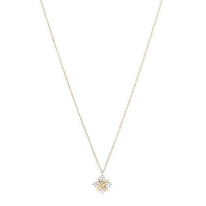 Tiffany Platinum 18K Yellow Gold Diamond Schlumberger Lynn Pendant Necklace 1 of 5