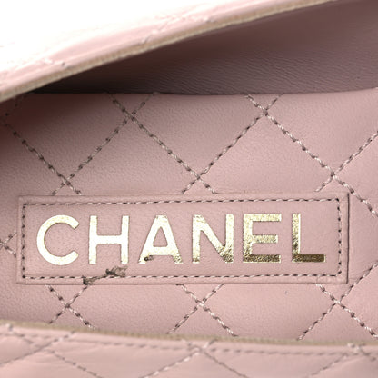 Chanel Calfskin Lambskin Quilted CC Ballerina Flats 39 Light Pink Black 9 of 13